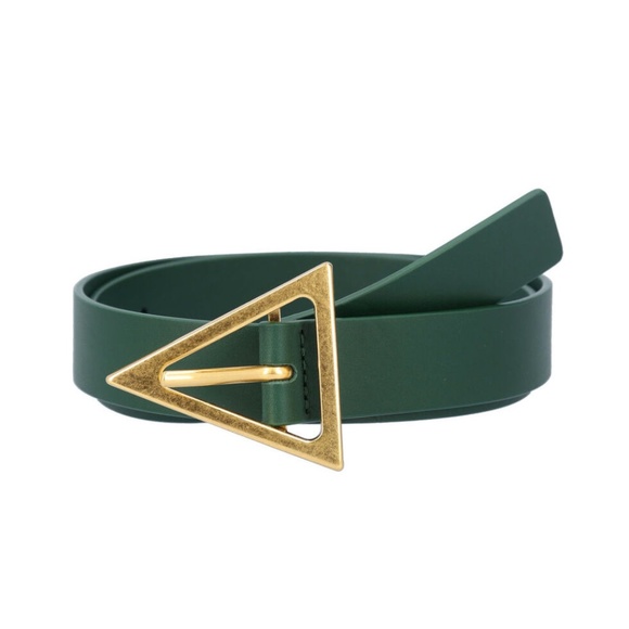 BOTTEGA VENETA NWOT Triangle Leather Belt in Raintree Green Size 85 cm / 34\